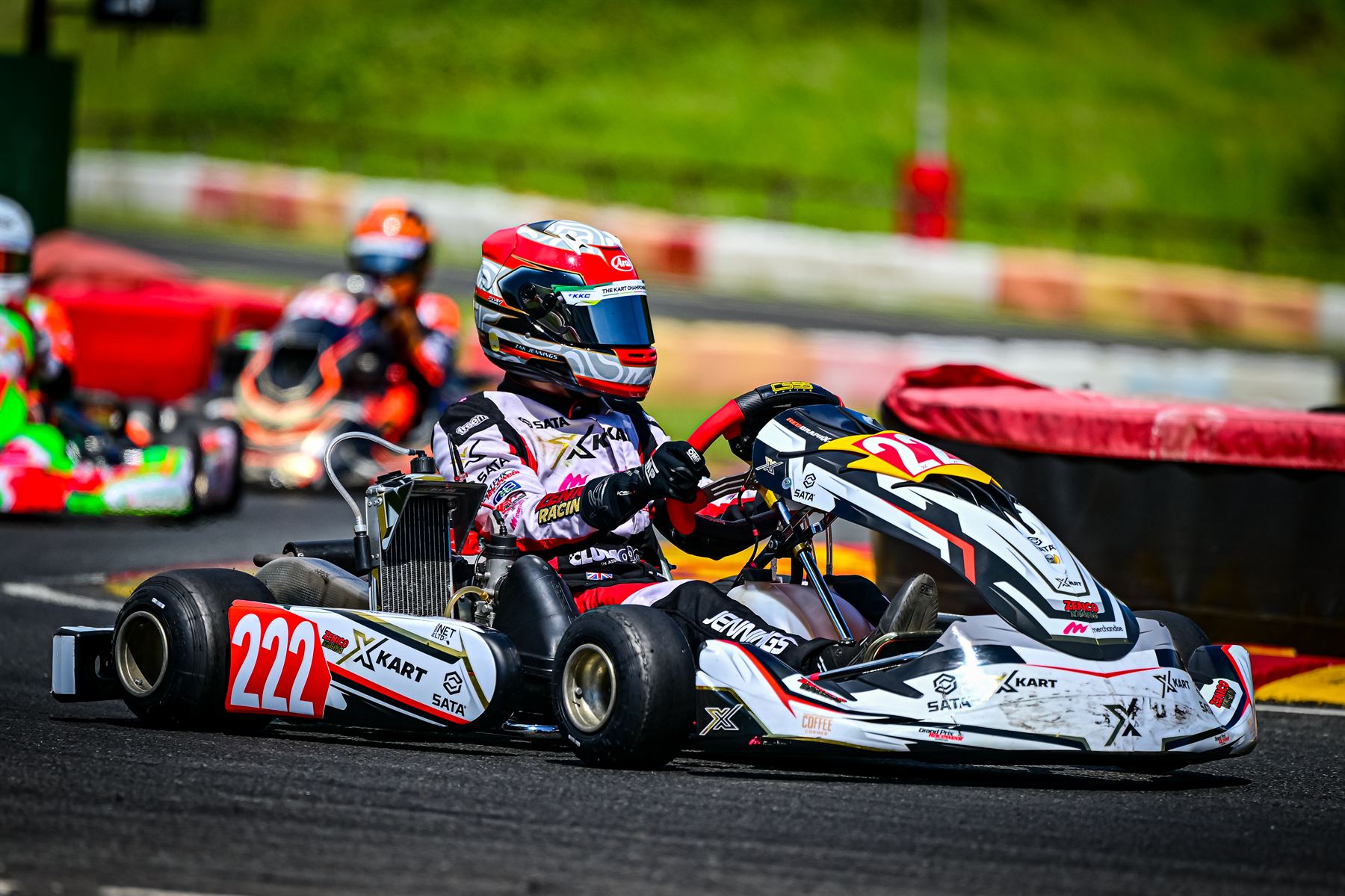 Zak Jennings racing kart number 222 in Junior Rotax at The Kart Championship, Rowrah 2026
